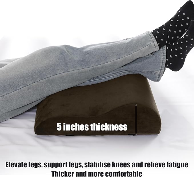 HOMBYS Extra Large Recliner Leg Pillow, Memory Foam Foot Rest Cushion Wave Shape Recliner Footrest Extender, Multi Purpose Back & Lumbar Support Pillow for Recliner, Bed, Sofa Couch, Coffee Color