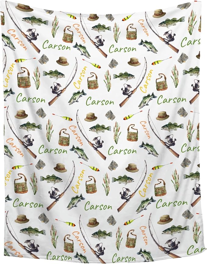 Custom Fishing Blankets and Throws,Fishing Gifts, Gifts for Fisherman,Custom Fish Blankets Fishing Gift for Man, Fish Hunter Gifts Throw Blanket, Fathers Day Fishing Gifts for Men,Kids Size-40"x50"
