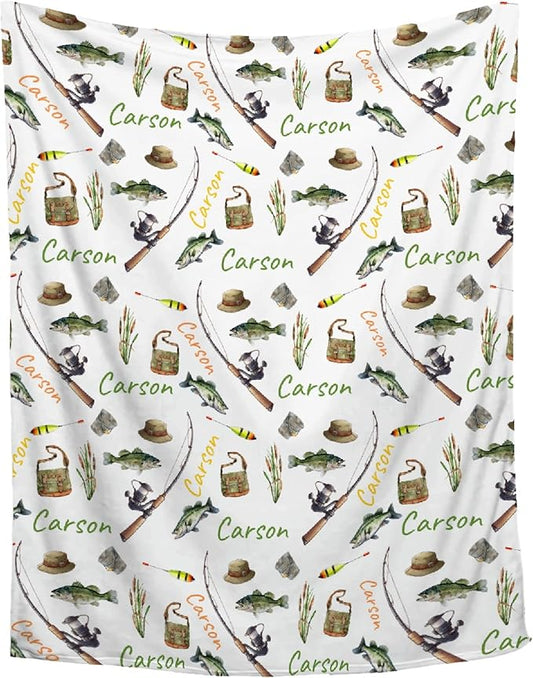 Custom Fishing Blankets and Throws,Fishing Gifts, Gifts for Fisherman,Custom Fish Blankets Fishing Gift for Man, Fish Hunter Gifts Throw Blanket, Fathers Day Fishing Gifts for Men,Kids Size-40"x50"