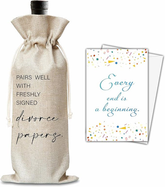 Xanev Divorce Gifts For Woman Man, Divorce Wine Gift Bag, Happy Divorce Day Wine Bag, Breakup Divorced Congrats Gift For Friend Sister Family, New Beginning Gift, Divorce Party Decorations, B49