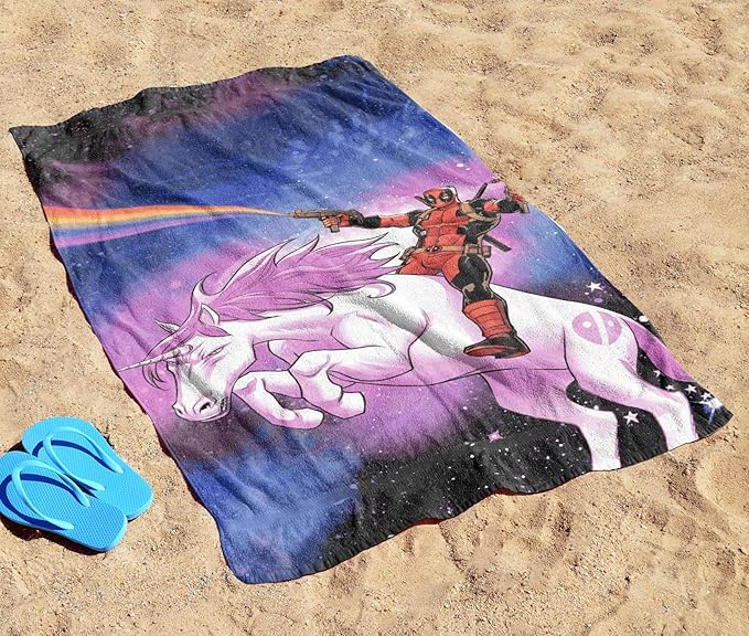 Jay Franco Marvel Deadpool Unicorn Galaxy Bath Pool Beach Towel - Super Soft & Absorbent 100% Cotton Towel, Measures 28 x 58 inches