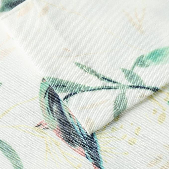 Leeva Kitchen Curtains 24 Inch Length Set, Green Bird Light Filtering Window Curtain Panels for Small Window Living Room Bathroom, 29 x 24 Inch, Rod Pocket