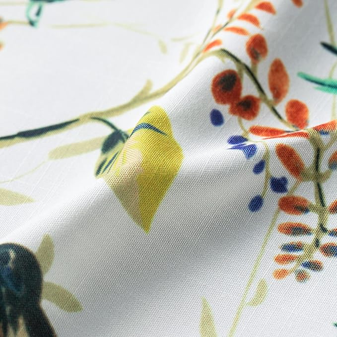 Leeva Bird Pattern Printed Small Window Curtain Panels, 24 Inch Length Sets Bird and Floral Pattern Design Short Small Curtains for Kitchen Office Cafe Studio, 2 Panels, Rod Pocket