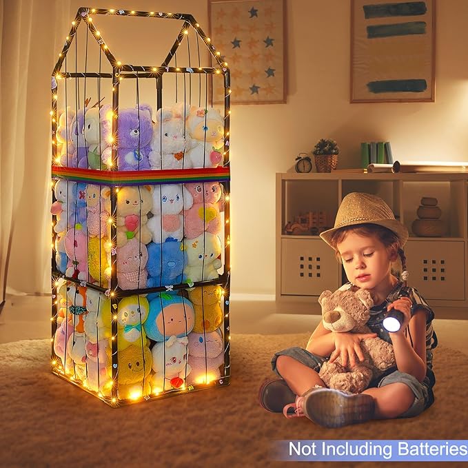 Stuffed Animals Storage Zoo Plushies Toy Storage Organizer Unicorn Castle PVC Stuffed Animals Holder Kids Toy Storage Playroom Nursery Storage Shelf