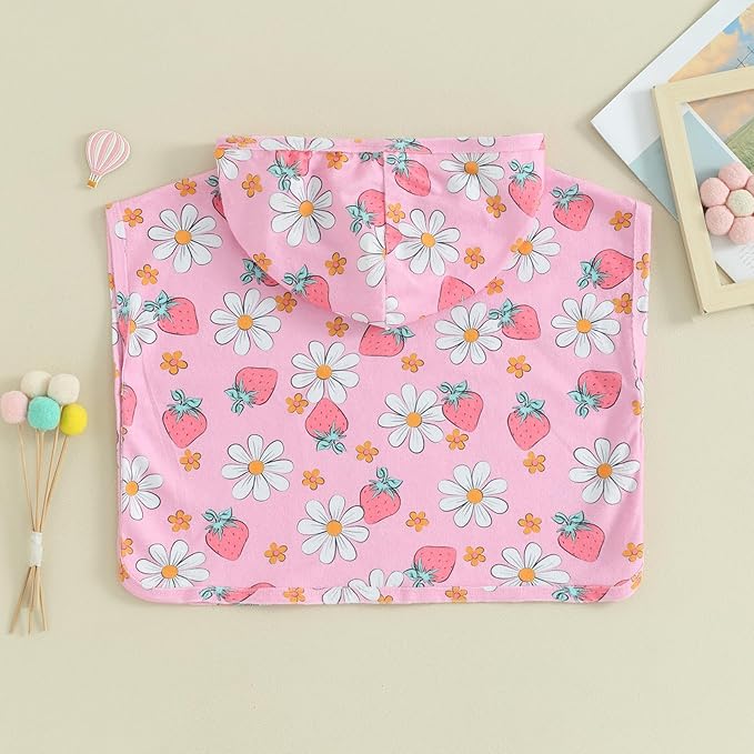 Toddler Beach Towel with Hood Kids Waffle Swim Cover Up Bath Towel Surf Poncho Boys Girls Hooded Beach Towel (Pink, 18-24 Months)