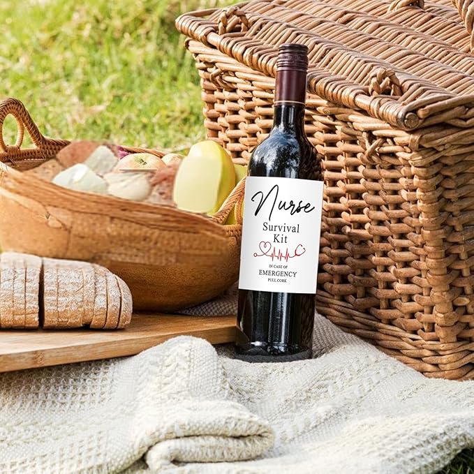 24 Pcs Nurse Wine Labels, Nurses Nursing Graduation Party Decorations Gifts for Her Women, Nurse Appreciation Graduation Retirement Gifts, Nurse Survival Kit Wine Bottle Stickers Labels