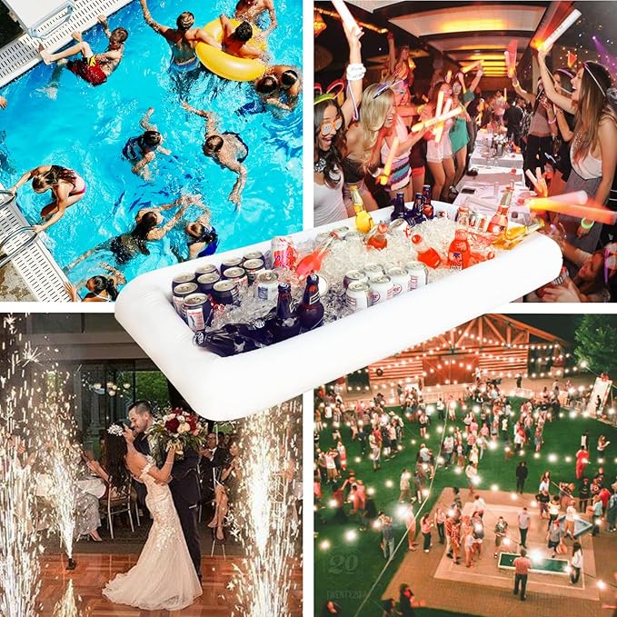 Novelty Place Inflatable Ice Serving Buffet Bar with Drain Plug - Salad Food Drinks Tray for Party Picnic Camping (Pack of 3)