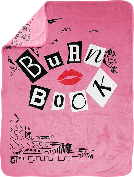 Mean Girls Burn Book Plush Throw Blanket for Girls - Measures 46" x 60" Soft Fleece Bedding - Super Soft Lightweight Pink Throw Blanket