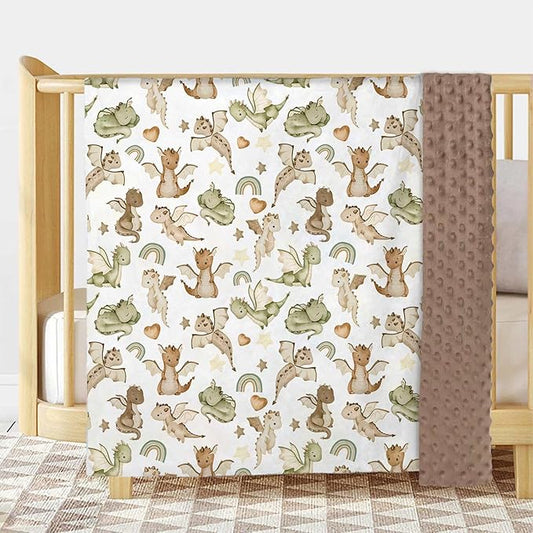 Dragon Baby Blanket for Boys Girls Soft Double Layer Minky with Dotted Backing, for Fairy Tale Theme Toddler Nursery, Newborn Infant Toddler Crib Bedding, Stroller, Receiving Blankets, 30"x40"