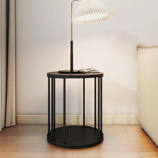 HDANI Small Round Wooden Step Stool for Kids Adults, 300lbs Load Capacity Garden Stool, Non-Slip Small Stool for Plant Stand, Kitchen, Bathroom and Bedroom, Black