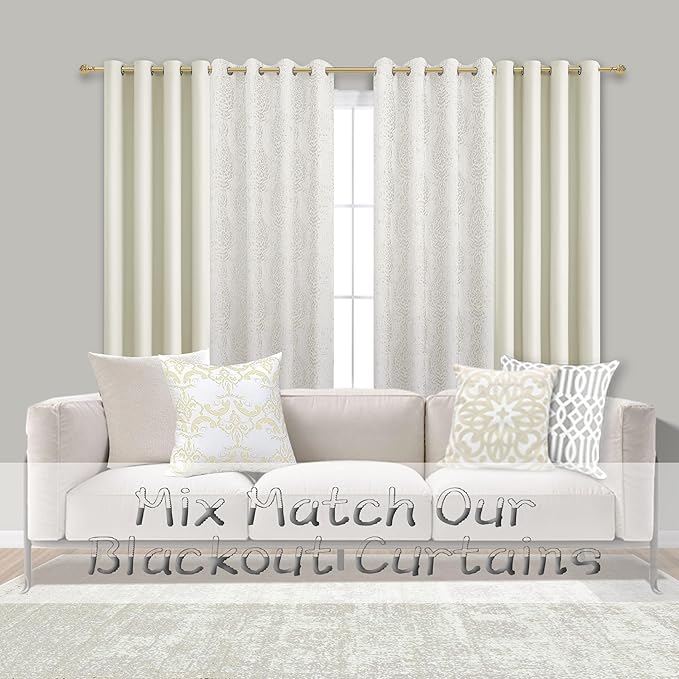 Mrs.Naturall Beige Curtains 42x54 Inches Long for Dining Room 2 Panels Blackout Room Darkening Curtain for Bedroom