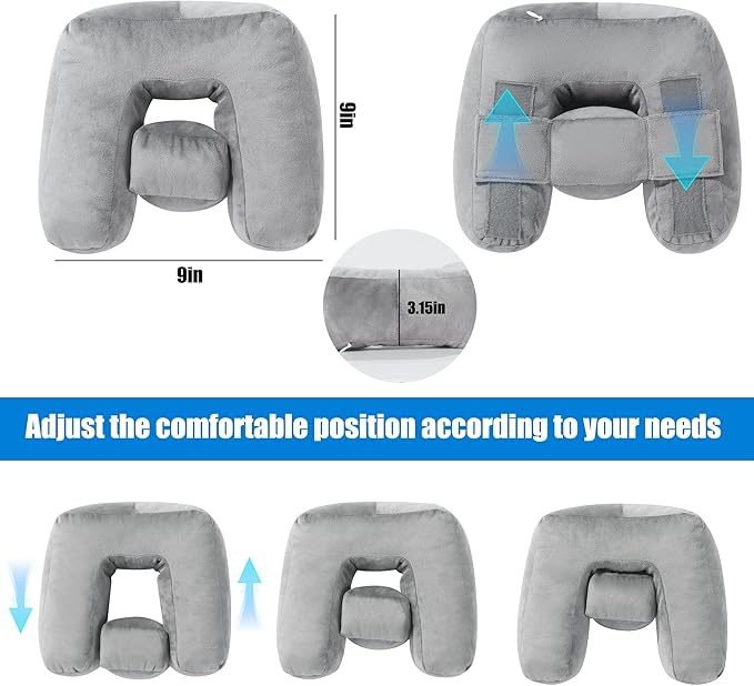 BALAPET Ear Pillow,Ear Piercing Pillow for Side Sleepers with Adjustable Ear Holes, Memory Foam Comfort Side Sleeper Pillow for Ear Pain, Earplugs, and Headphone,Ear Guard Pillow