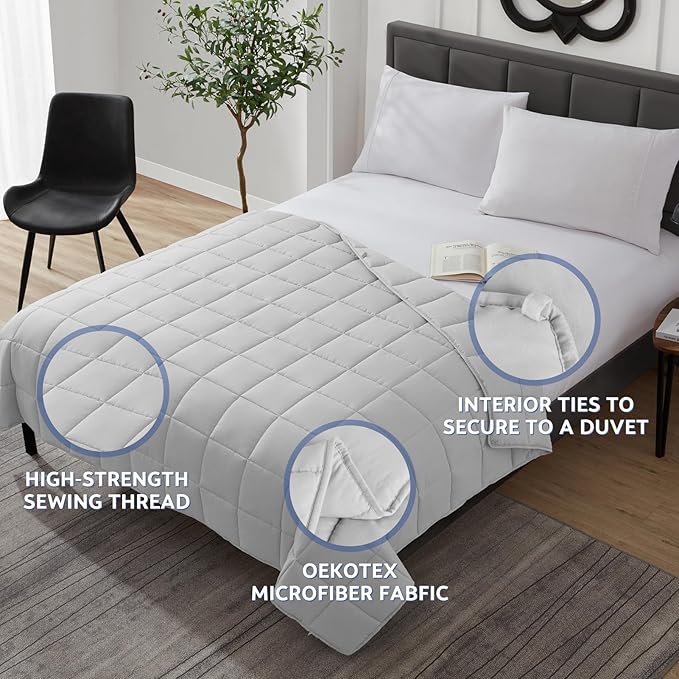 Weighted Blanket Kids (40"x60" 7lbs) Cooling Weighted Blanket for Sleeping, Throw Size Breathable Blanket with Premium Glass Bead(Stone Grey)