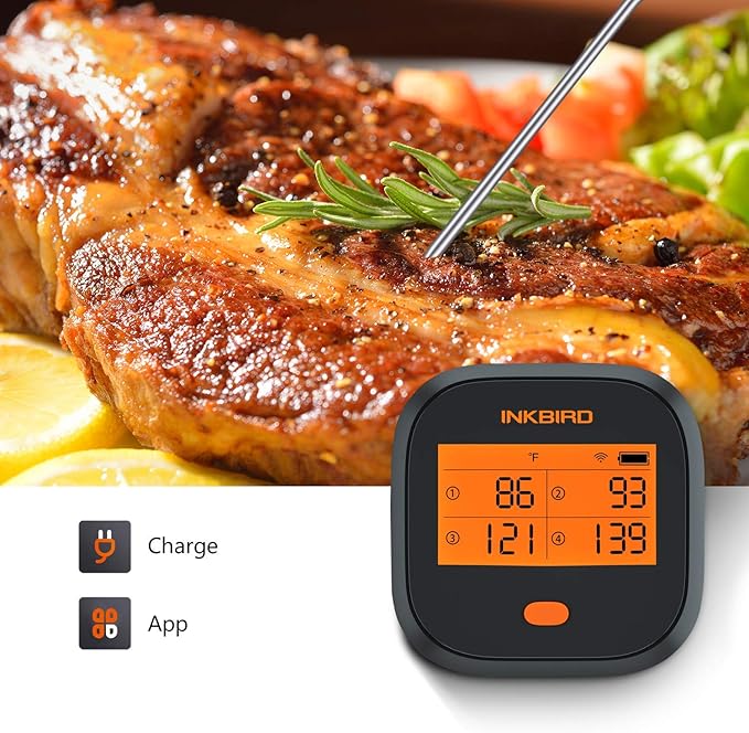 Inkbird WiFi Grill Thermometer & Instant Read Thermometer IHT-1P, Rechargeable Digital BBQ Meat Thermometers with Alarm Timer Graph Calibration Magnet for Food Oven Smoker Kitchen
