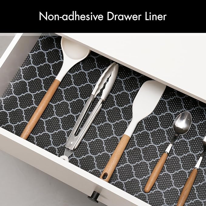 Cooyes Shelf Liner – Non-Slip Shelf Liners for Kitchen Cabinets – Waterproof Shelf Paper with Modern Pattern – Durable EVA Cabinet Liners