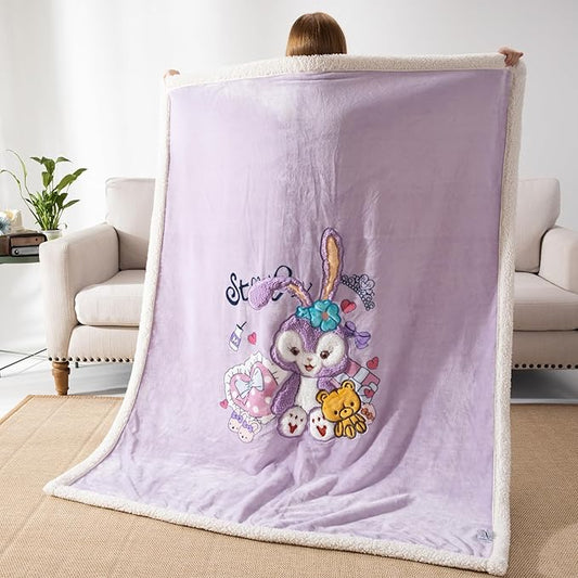 COSUSKET Kids Stella Lou Throw Blanket, 3D Cartoon Embroidery Sherpa Rabbit Blanket Girls Gifts