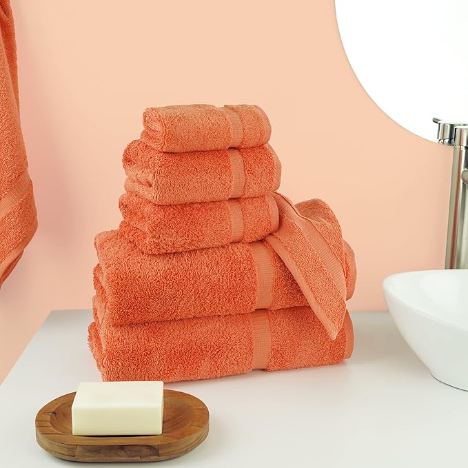 Chakir Turkish Linens Luxury Spa and Hotel Quality Premium Turkish Cotton 6-Piece Towel Set (2 x Bath Towels, 2 x Hand Towels, 2 x Washcloths)