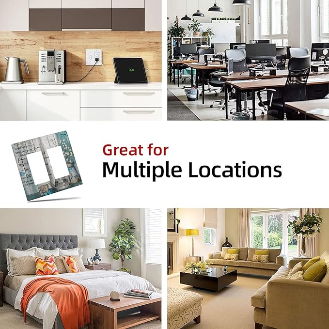 Vintage Teal Butterfly Inspirational Quotes Wood Plank 2 Gang Rocker Decora Light Switch Covers Dual Outlet Covers Wall Plate Decorative Switchplate Electrical Faceplate GFCI for Farmhouse Bedroom