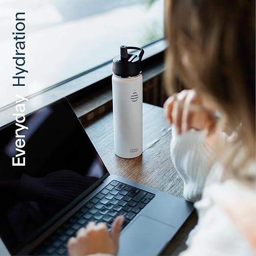 Clearly Filtered 20oz Water Bottle/Targets 220+ Contaminants/Double-Wall Insulated Stainless Steel Filtered Water Bottle BPA/BPS-Free Phthalate-Free Filters Fluoride Lead Chlorine (Black)