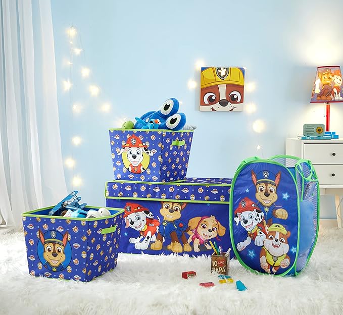Nickelodeon Paw Patrol Chase, Rubble and Marshall Pop Up Hamper with Durable Carry Handles, 21'' H x 13.5'' W X 13.5'' L