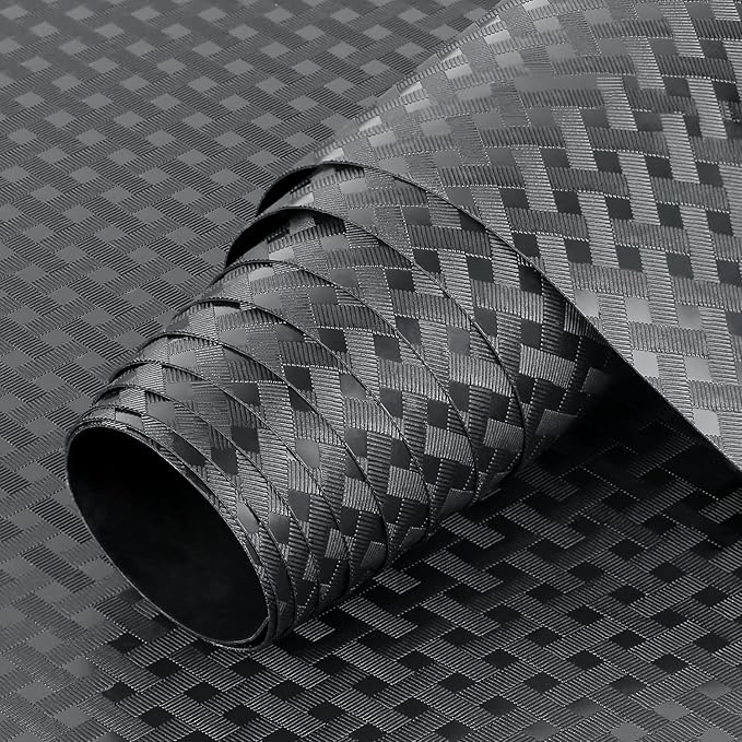 HooTown Shelf Liner Kitchen Cabinet Drawer Mats 23.6 Inch Wide x 393.7 Inch Long, Non Slip EVA Plastic Water Resistant Pad for Bathroom Drawers, Shoe Shelves, Under Sink, Black