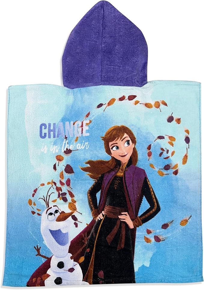 Kids Official Licensed Character Soft Beach/Hooded Bath Towel (Frozen Blue, 40 x 60)