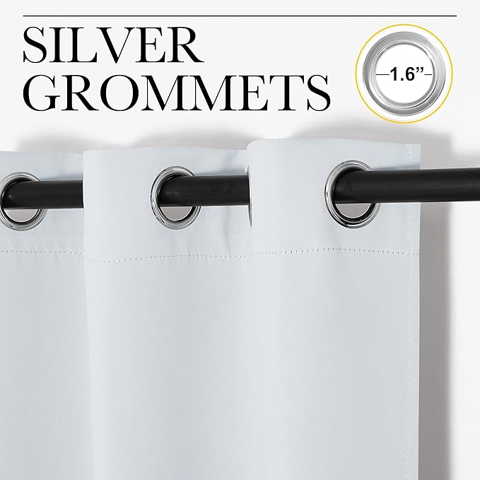 NICETOWN Room Darkening Draperies Curtains Panels, Window Treatment Thermal Insulated Grommet Room Darkening Curtains/Drapes for Bedroom (Greyish White, 2 Panels, 34 by 45)
