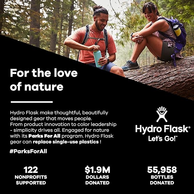 Hydro Flask Stainless Steel Wide Mouth Bottle with Flex Sip Lid and Double-Wall Vacuum Insulation for Coffee, Tea and Drinks