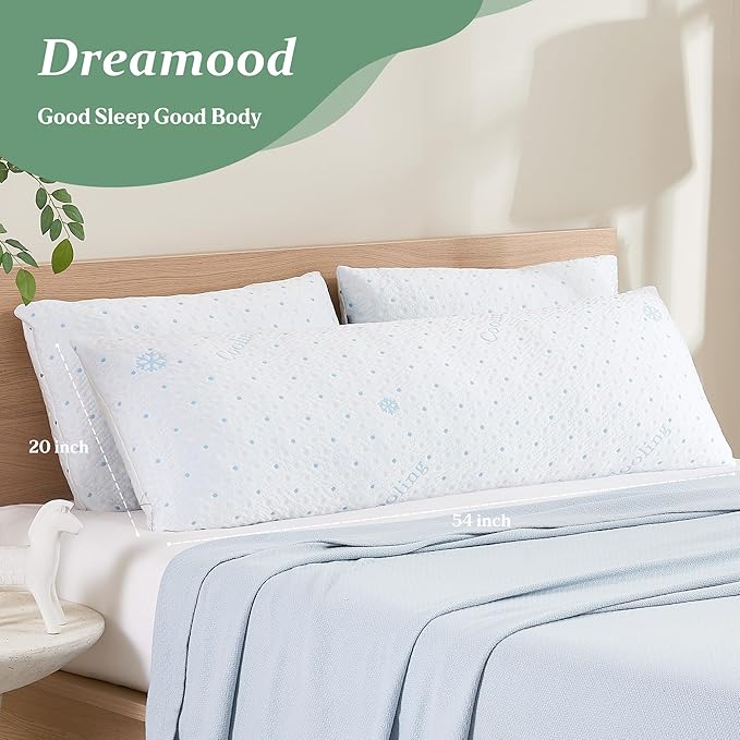Cooling Body Pillow Firmer 3200g 100% Shredded Memory Foam Body Pillows for Adults Side Sleeper Pregnancy Full Body Pillow 20x54 inch Adjustable with Washable Cover