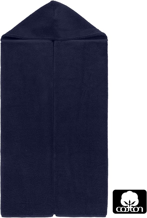 Hooded Bath Towel Wrap -Super Zero Twist 100% Cotton Large Oversized Hooded Kids Towel - Toddler Shower Pool Beach Towel - Super Soft Absorbent Quick Dry Easy Care Gift - 30 x 54 - Navy