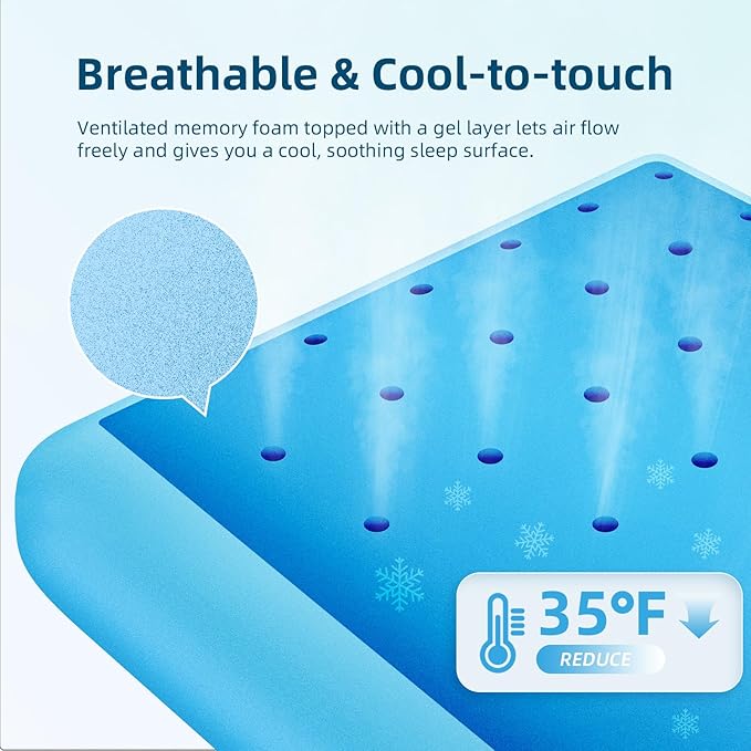inight Cooling Pillow, Cooling Gel Memory Foam Pillows, Cooling Pillow for Hot Sleepers, Back Sleepers & Side Sleepers Pillow, Bed Pillows for Sleeping, Oeko-TEX & CertiPUR-US, Standard Size