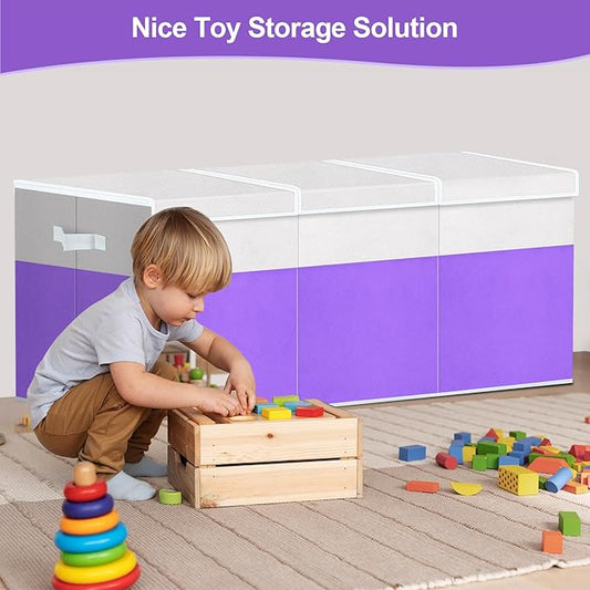 Kids Toy Box, Extra Large Toy Chest for Boy and Girl, 118L Toy Storage Organizer Stuffed Animals Holder with Removable Divider and Sturdy Handle for Nursery, Bedroom, Living room, 36"L x 12.6"W x 16"H