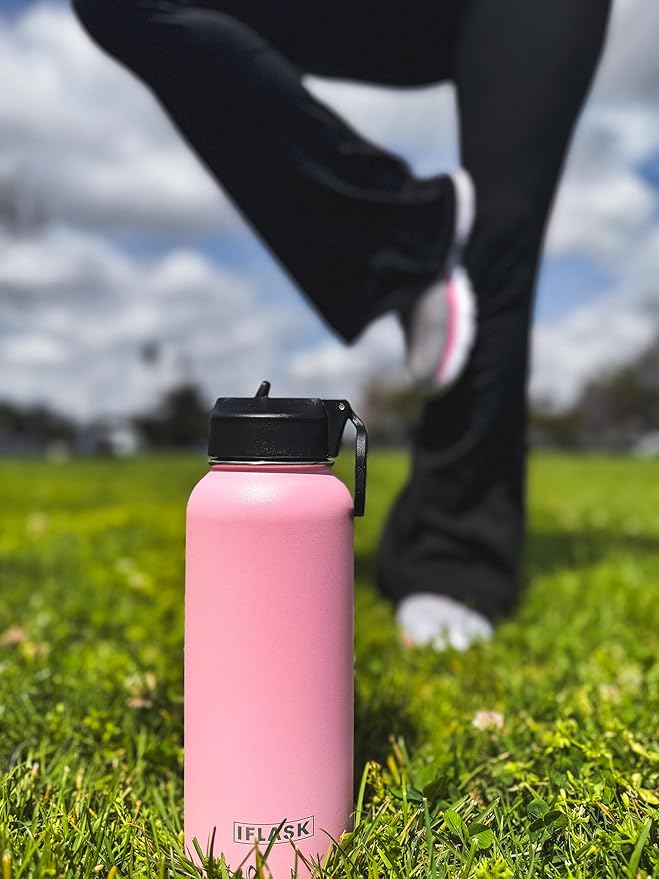 Sport Travel Outdoor Water Bottle with Spout and Straw Lids | Leak Proof | Insulated Stainless Steel Double Walled | BPA and Sweat free | Hot & Cold | For Kids Men & Women (Navy, 32 oz)