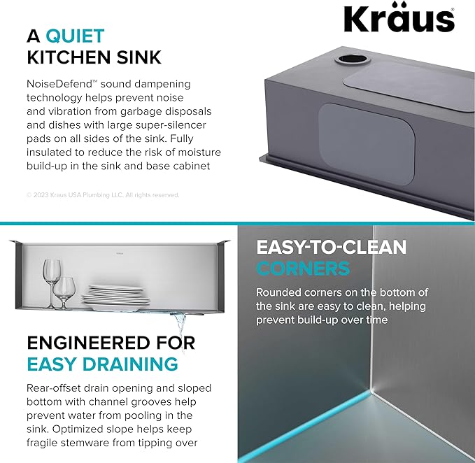 KRAUS Kore 36 Inch Undermount Workstation 16 Gauge Stainless Steel Single Bowl Kitchen Sink with Accessories, KWU110-36