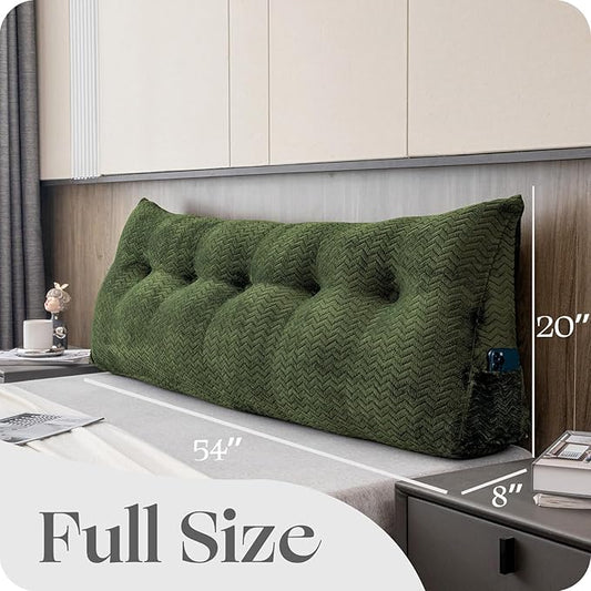 Large Bolster Triangular Headboard Wedge Backrest Positioning Support Bed Rest Reading Pillows Headboard Wedge Pillows for Day Bed Bunk Bed with Removable Cover