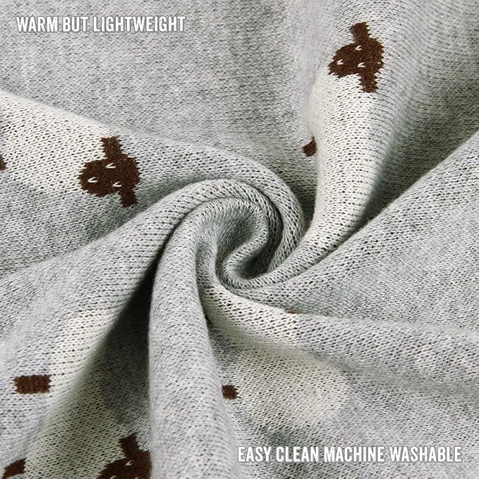 Knit Baby Swaddle Blanket - 100% Cotton Soft Cozy Lightweight Unisex Receiving Swaddling Crib Stroller Quilt Blanket for Shower Gift Registry for Newborns Infants & Toddlers (Sheep - Grey)