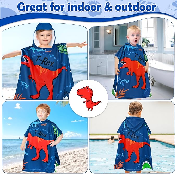 HUANLANG Kids Hooded Beach Towel for Boys Girls,Bath Pool Beach Poncho Towels Super Soft & Absorbent Cotton Towel Childrens Beach Towels for Toddler 0-7 Years Old