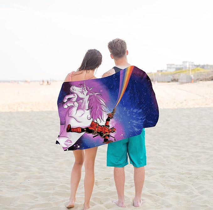Jay Franco Marvel Deadpool Unicorn Galaxy Bath Pool Beach Towel - Super Soft & Absorbent 100% Cotton Towel, Measures 28 x 58 inches
