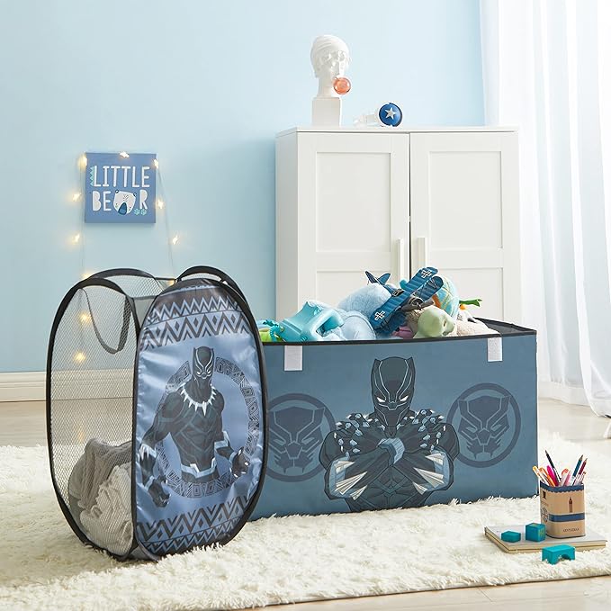 Idea Nuova Marvel Black Panther Pop Up Hamper with Durable Carry Handles, 21'' H x 13.5'' W X 13.5'' L