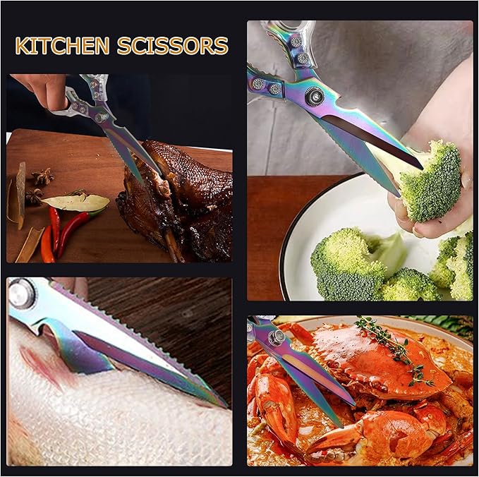 Kitchen Scissors, Heavy Duty Sharp Kitchen Shears Dishwasher Safe, Kitchen Accessories Cooking Shears for Kitchen Meat Chicken Fish Poultry Herb Bread (Transparent)