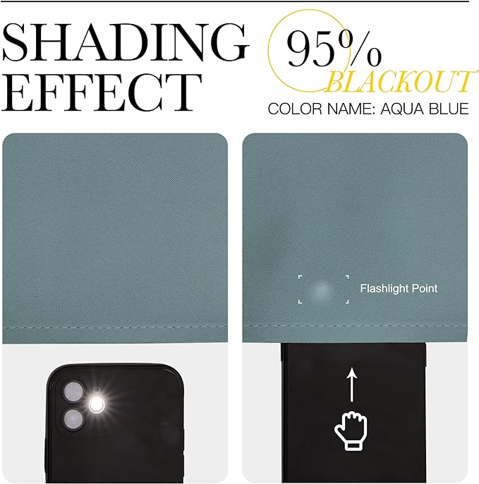 NICETOWN Modern Blackout Curtains Noise Reducing, Greyish Blue, 2 Panels, W29 x L40 -Inch, Thermal Insulated and Privacy Room Darkening Drape Panels for Boy's Guest Room Door Small Short Window