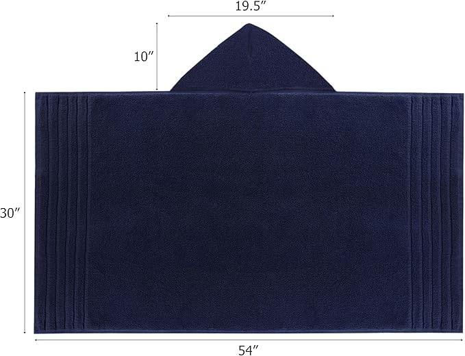 Hooded Bath Towel Wrap -Super Zero Twist 100% Cotton Large Oversized Hooded Kids Towel - Toddler Shower Pool Beach Towel - Super Soft Absorbent Quick Dry Easy Care Gift - 30 x 54 - Navy