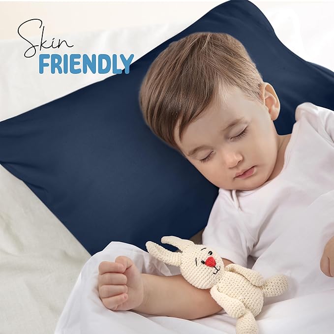 Utopia Bedding Toddler Pillow Cases - 2 Pack - Envelope Closure - Soft Brushed Microfiber Fabric - Shrinkage and Fade Resistant Pillow Covers 13 X 18 Inches (Toddler, Navy)