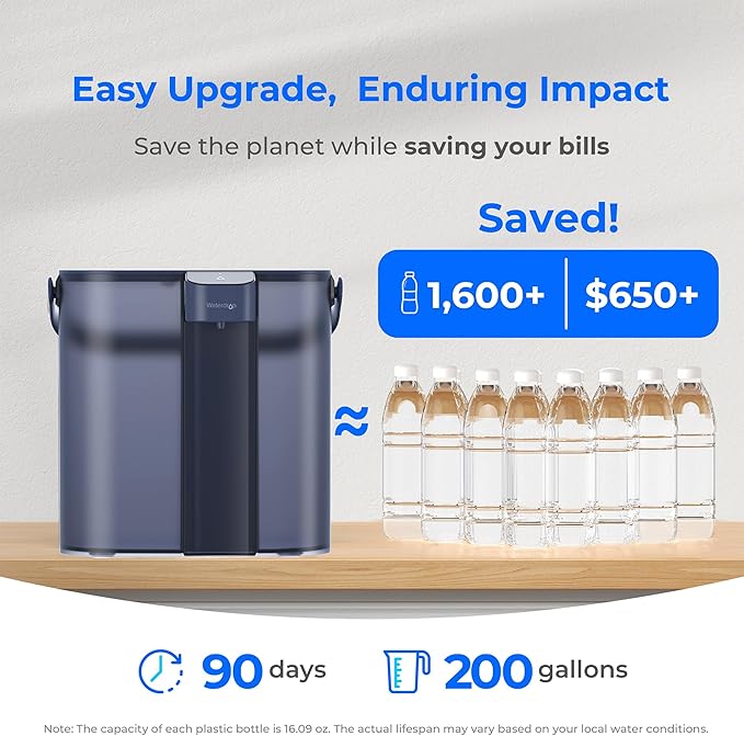 Waterdrop Compact Electric Water Filter Pitcher, Dispenser, 200-Gallon Water Filter for Fridge, NSF/ANSI 42&53&401, Reduce PFAS, Lead, Chlorine, 14-Cup, Blue, with 1 Filter, ๐๐จ๐๐ฌ ๐ง๐จ๐ญ Lower TDS