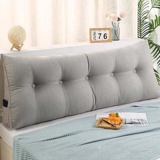 Wedge Pillow Headboard Queen, Triangle Pillow Wedge for Headboard, King Size Bed Wedge Pillow for Headboard Gap Filler, Sleeping Wedge Pillow for Adults, Grey