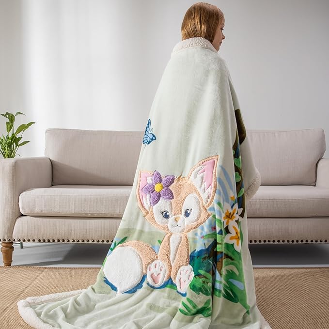 COSUSKET Kids LinaBell Throw Blanket, 3D Cartoon Embroidery Sherpa Blanket Girls Gifts