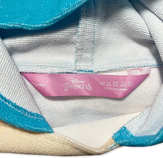 KOMARKIDS Dream Big Princess Cinderella, Bella and Rapunzel 2 Toned Pink Microfiber Hooded Poncho Towel