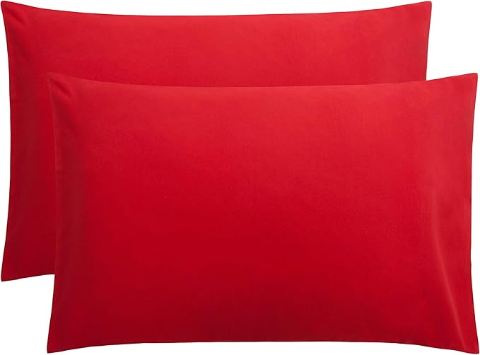 Toddler Pillowcase Set of 2 PC 600 TC 100% Egyptian Cotton Toodler 12x16 Inch Small Travel Pillow Case Envelope Closer Decorative Soft Cozy Travel Kids Nursery Preschool Pillow Cases, Red Solid