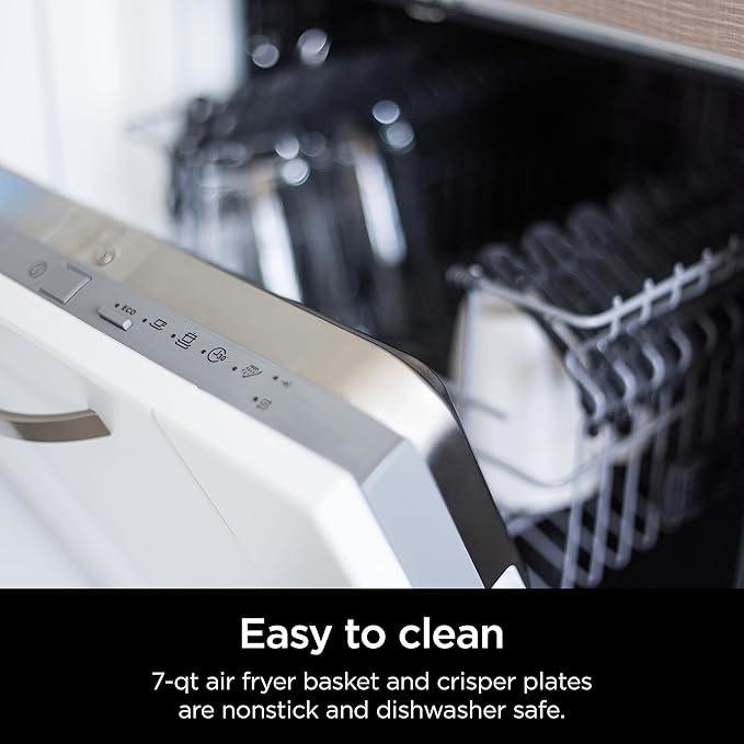 Ninja DZ071 Foodi 6-in-1 FlexBasket Air Fryer with 7-QT MegaZone & Basket Divider for Large Proteins & Full Meals, Smart Finish Cook 2 Foods 2 Ways, Family Sized Capacity, Air Fry, Roast & More, Black