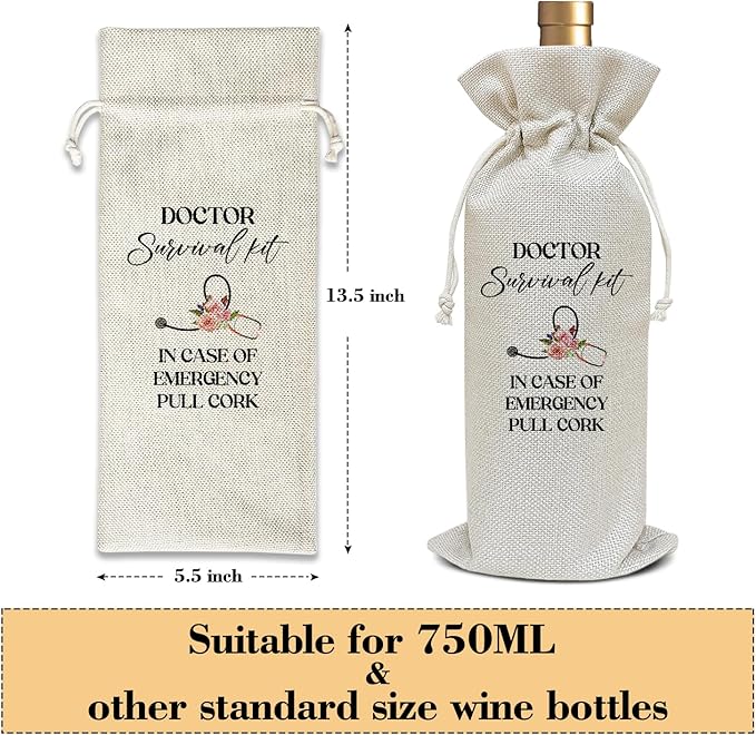 Doctor Appreciation Gifts for Women, Thank You Gifts for Doctors Coworker Colleague Pharmacy Graduation Gifts for Sister Daughter Thanksgiving Gifts Wine Bag Party Favor Decoration Supplies /25